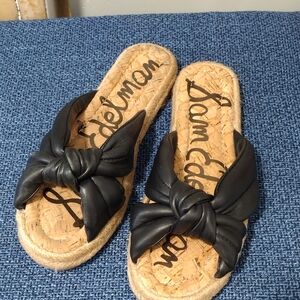 Sam Edelman Black Knotted Slide Sandals with Cork Footbed